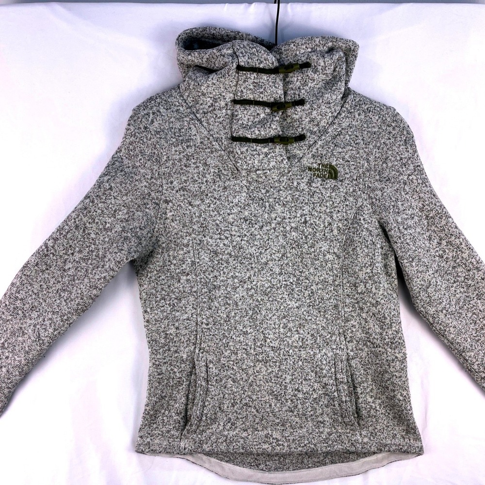 The North Face Crescent Sunset Hoodie Grey Heather Toggle Neck Fleece Pullover